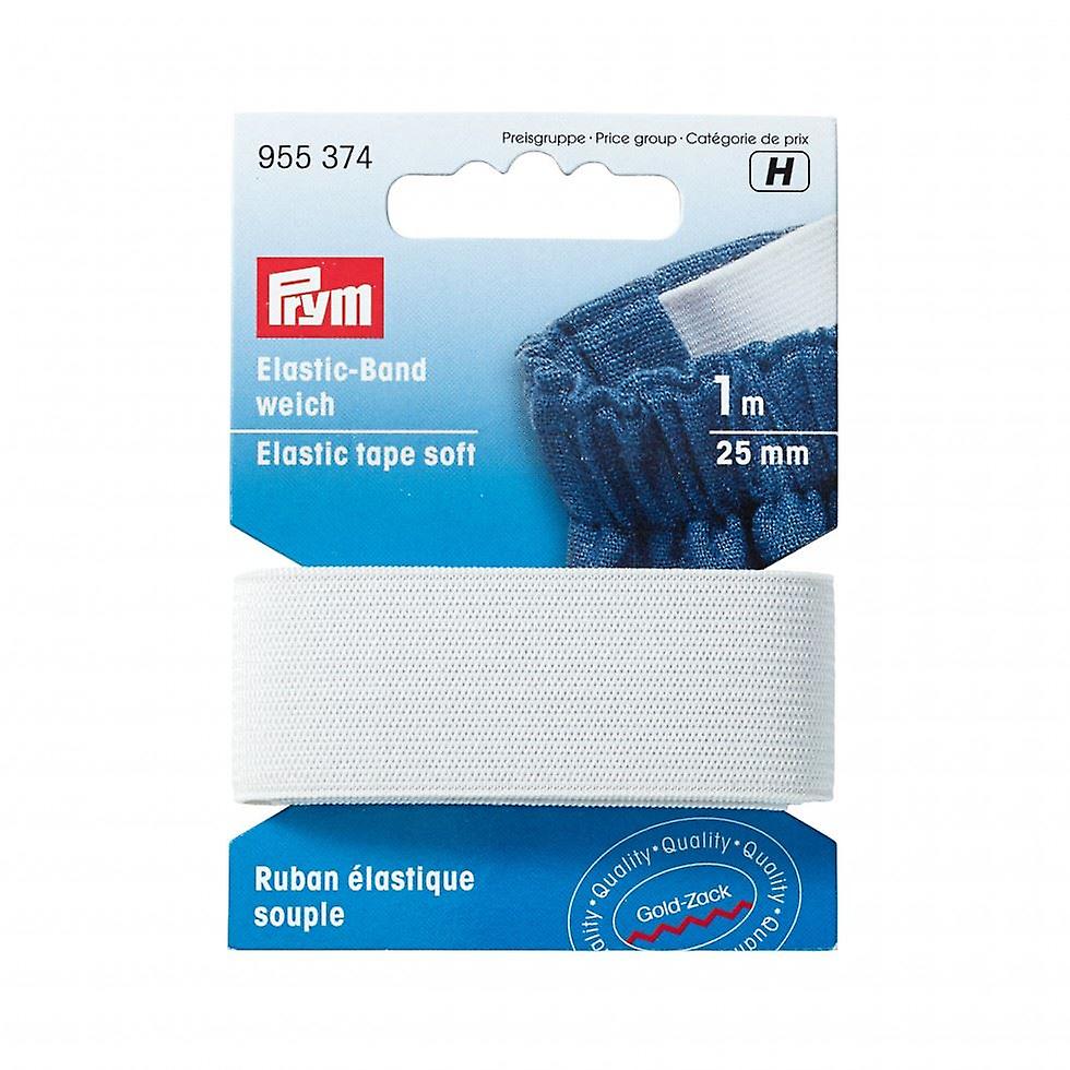 25mm Prym Soft Elastic Tape 1m White - per pack