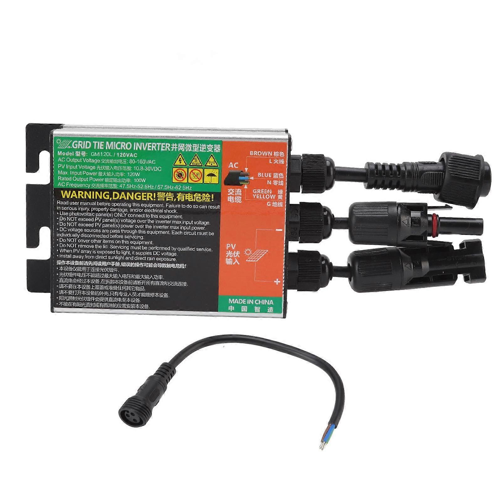 Micro-onduleur solaire photovoltaïque GMI Grid Tie, alliage d'aluminium, protection IP55, 20 x 7,7 x 3,6 cm, 120 L
