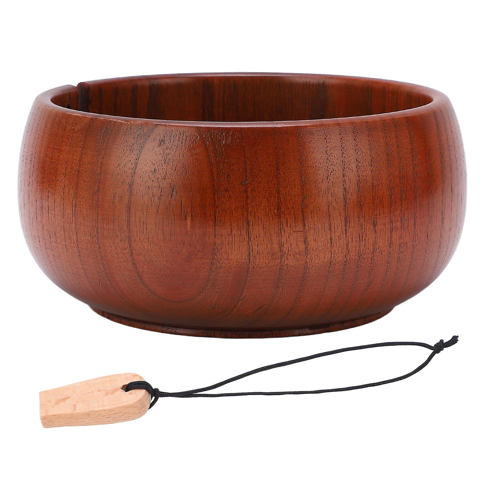 Yarn Bowl Durable Glossy Wood Space Saving Portable Piston Design Knitting Yarn Bowl for DIY Knitting Crocheting