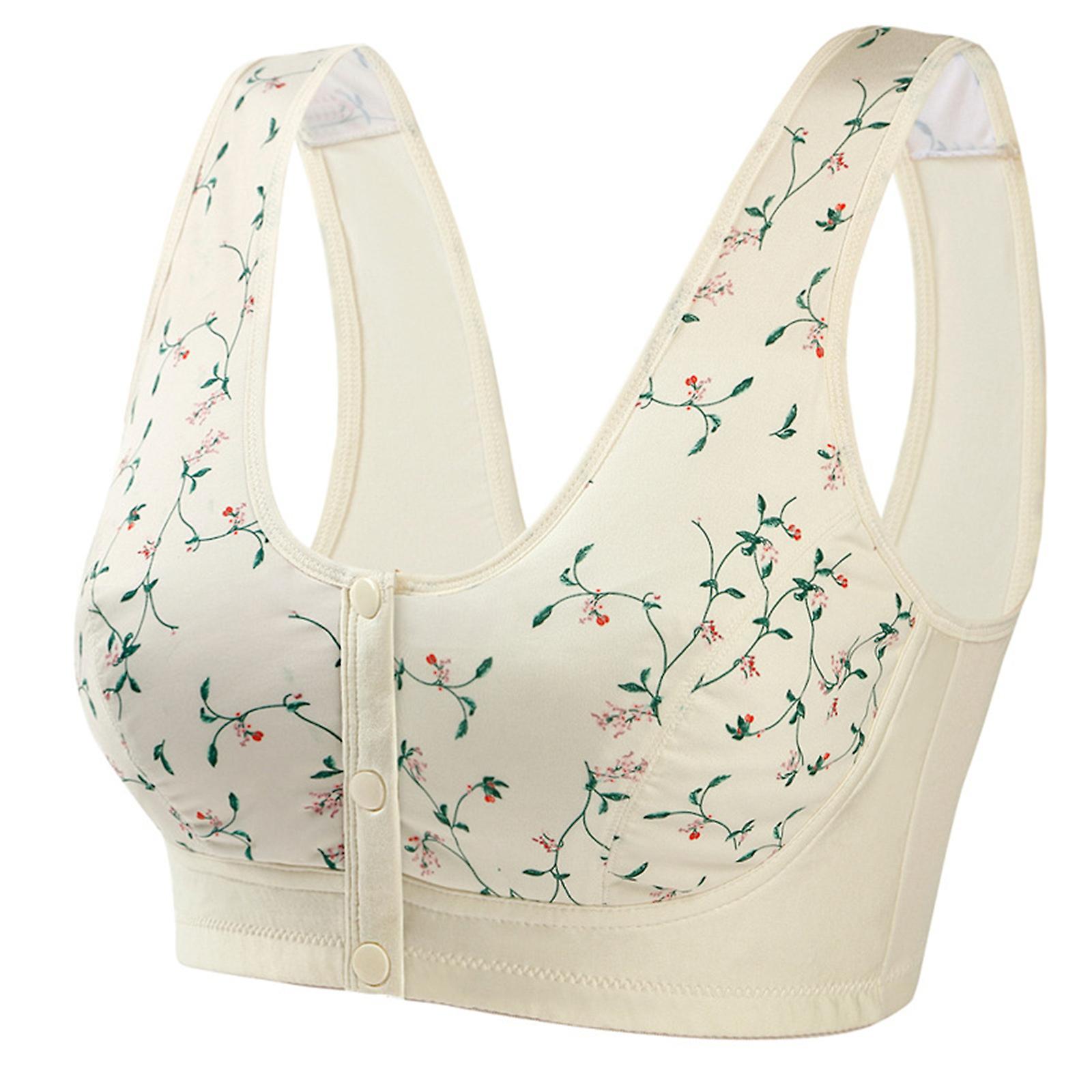 Convenient Front Button Bra Breathable Seamless Light Support Bralette Printed Crop Tank Tops for Women