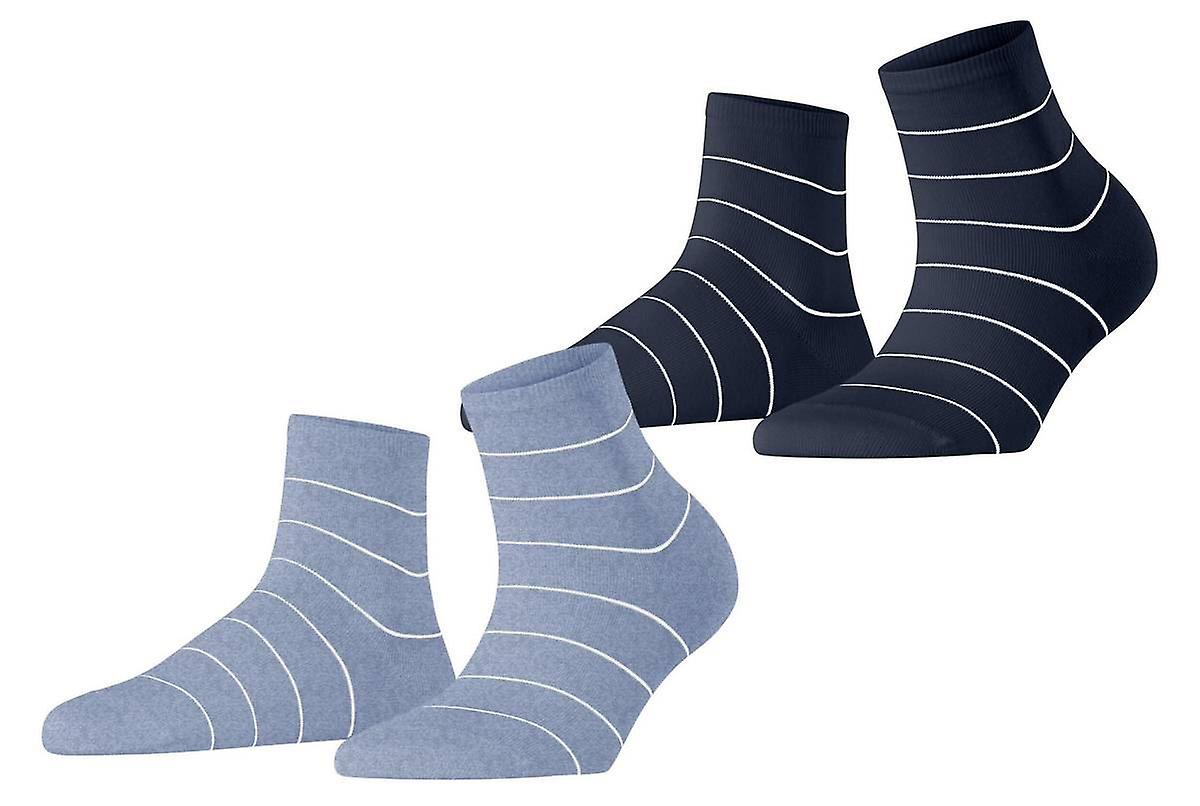 Esprit Fine Line 2 Pack Short Socks - Blue