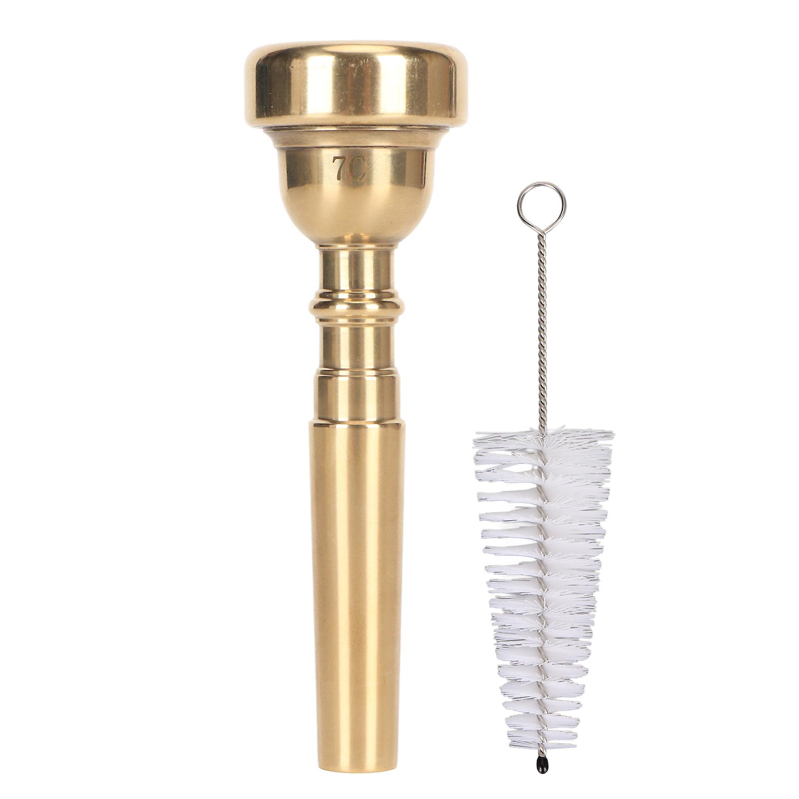 Smooth, Solid, High Precision Brass 7C Trumpet Mouthpiece with Replacement Brush