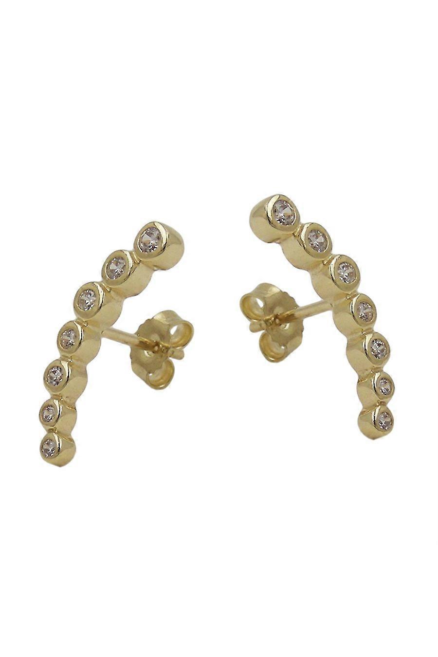 Stud Earrings 7 Zirconias 9k Gold - Gl431364