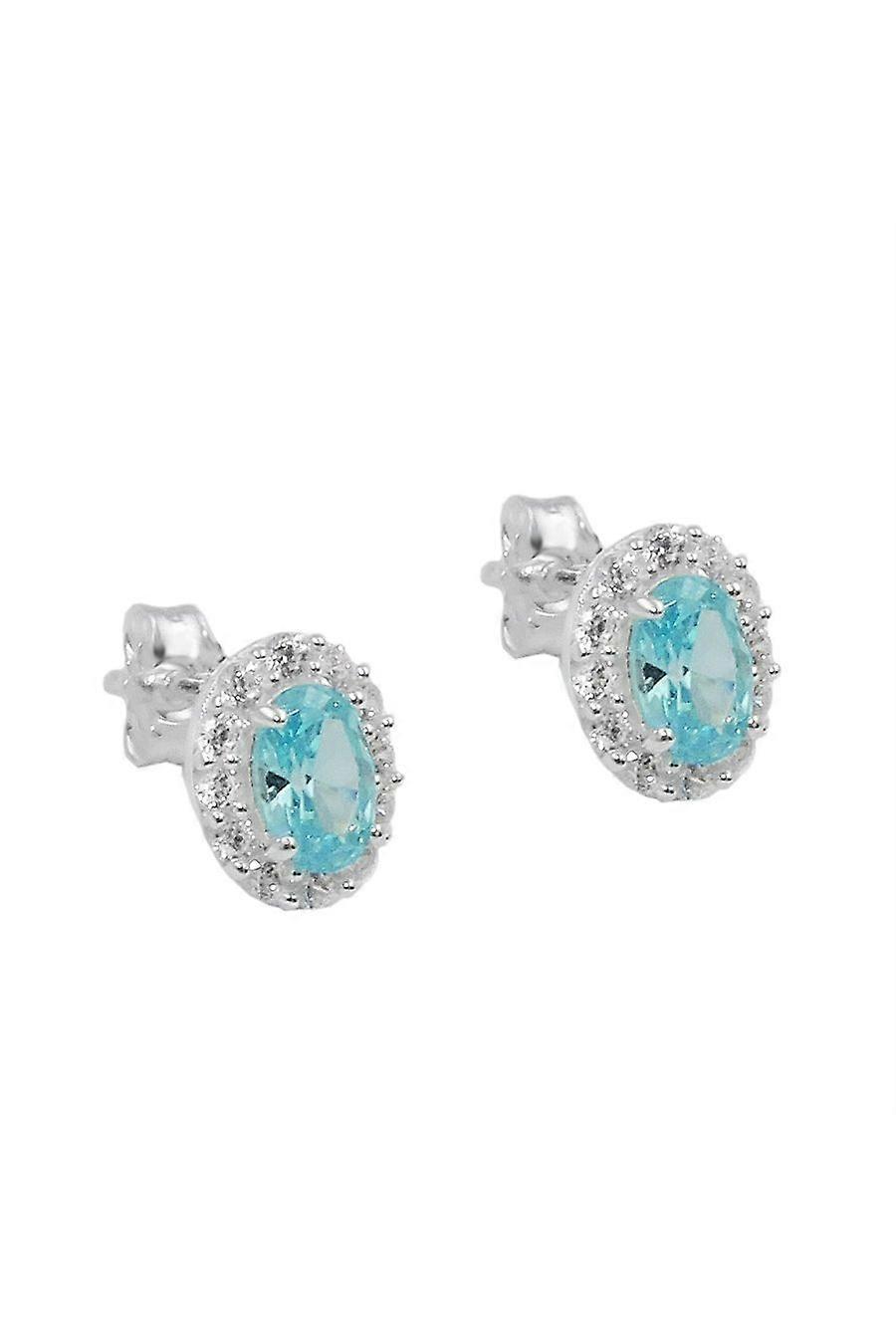 Earring Studs Aqua Zirconias Silver 925 - Gl93984