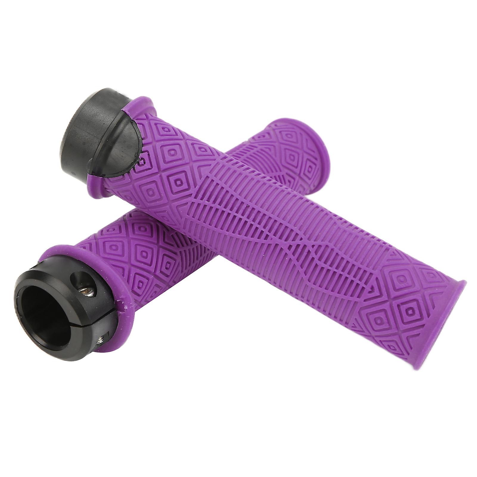 Rubber Bike Handlebar Grips Lightweight Rubber Anti Skid Handle Bicycles Grip for BikesPurple