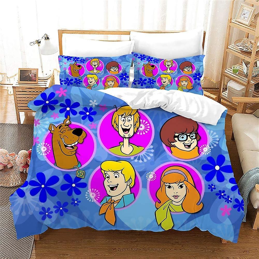 NICHIYO Scooby DOO Bedding Set - Duvet Cover and Pillow Case, Microfibre, 3D Digital Print Three-Piece Bedding Set (Duvet Cover + Pillow Cases)