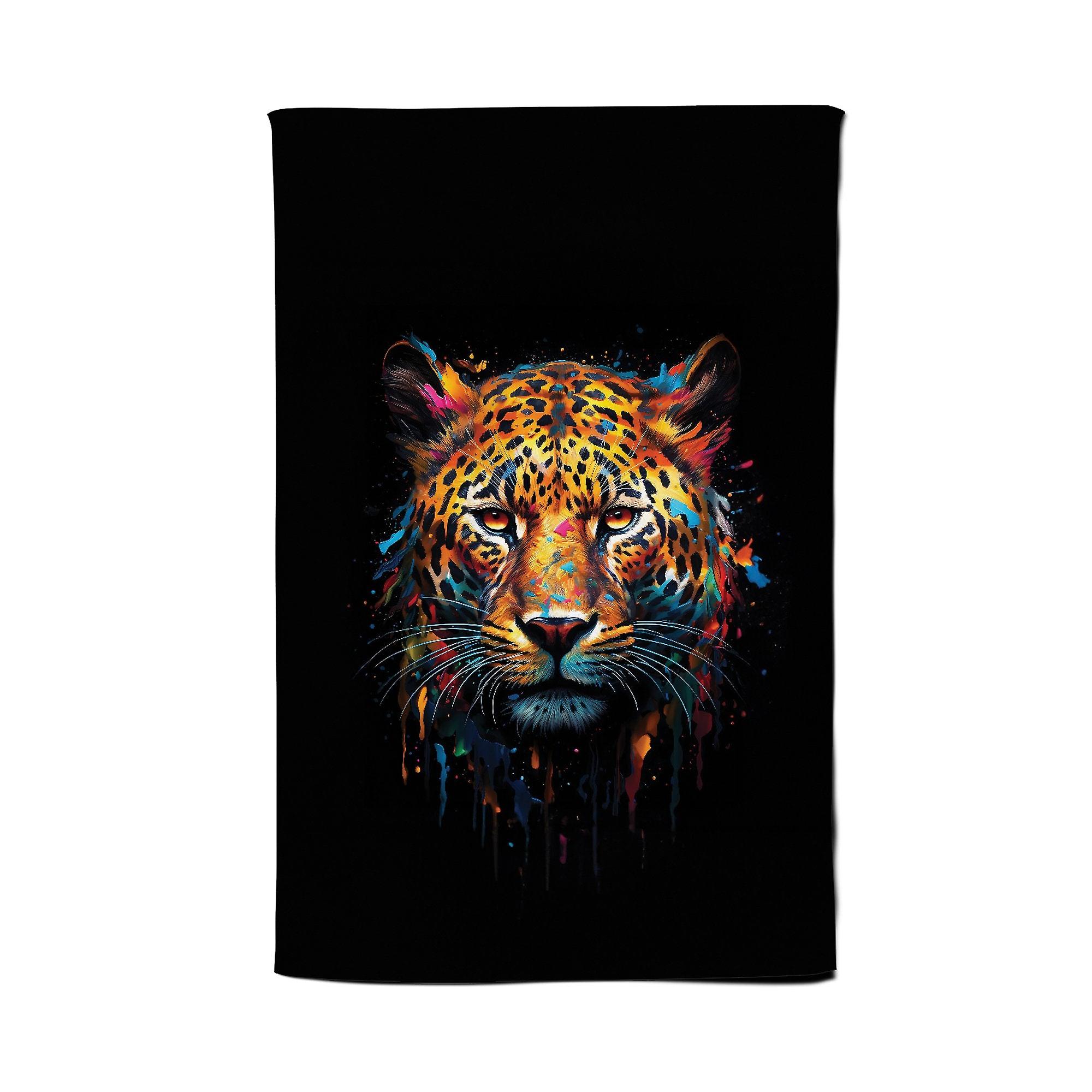 Splashart Leopard Face Tea Towel