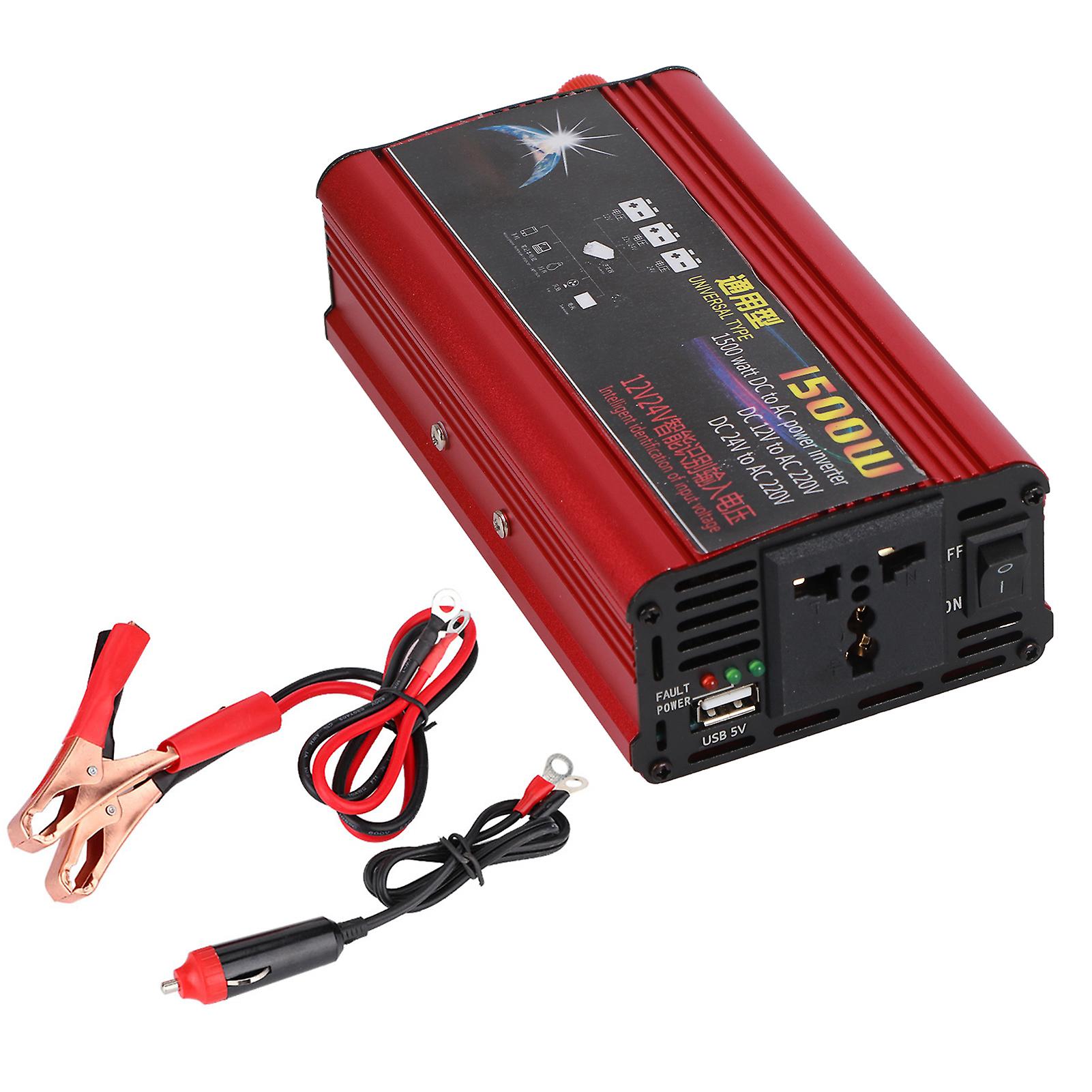 1500W Car Power Inverter USB Charger Converter Modified Sine Wave DC 12V 24V to AC 220V Adapter for Vehicle Electronics