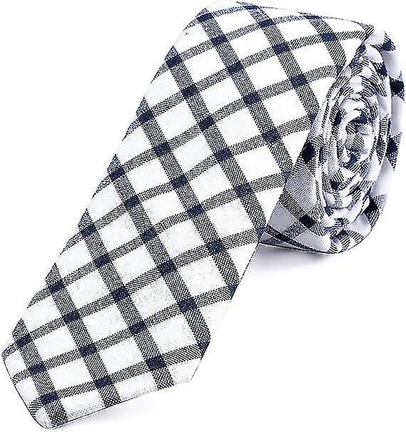 Fine cotton tie with stripes and checks for men 6 cm