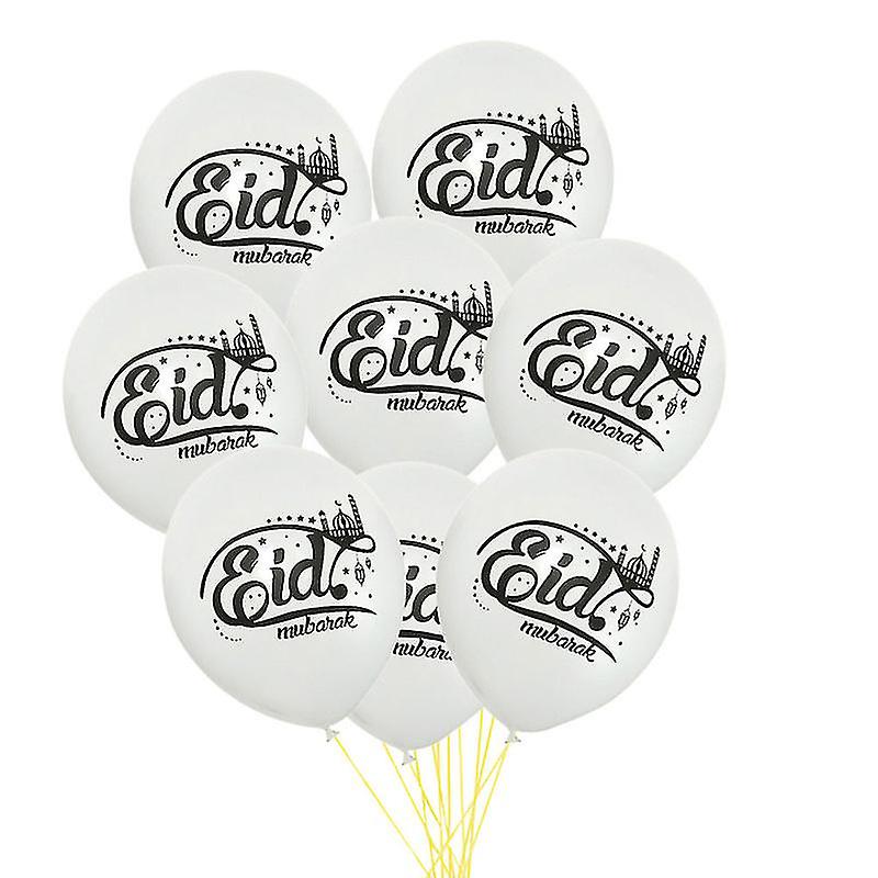 50pcs Eid Mubarak Balloon For Lesser Bairam White