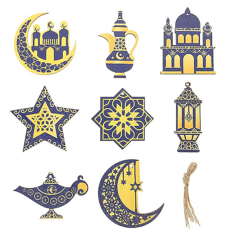 8set Wooden Ramadan Ornaments