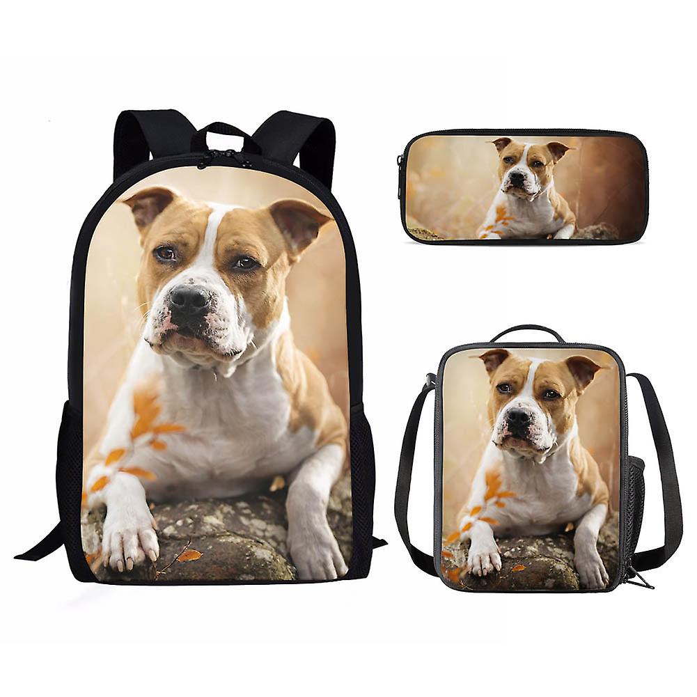 Bulldog Husky Köpek Alman Çoban Boston Terrier Okul Çantaları Kızlar Için Set Beslenme Çantası Okul Çocuk Çocuk Çantaları Erkekler Için Sırt Çantası
