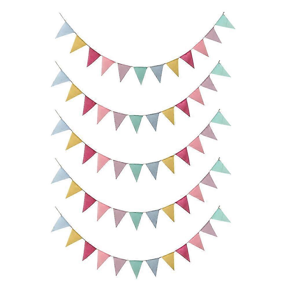 5 Sets Colorful Pennant Linen Bunting Party Favors Banner Blank Garland Photo Props Flag Layout Supply Set(12pcs in 1 Set) Z