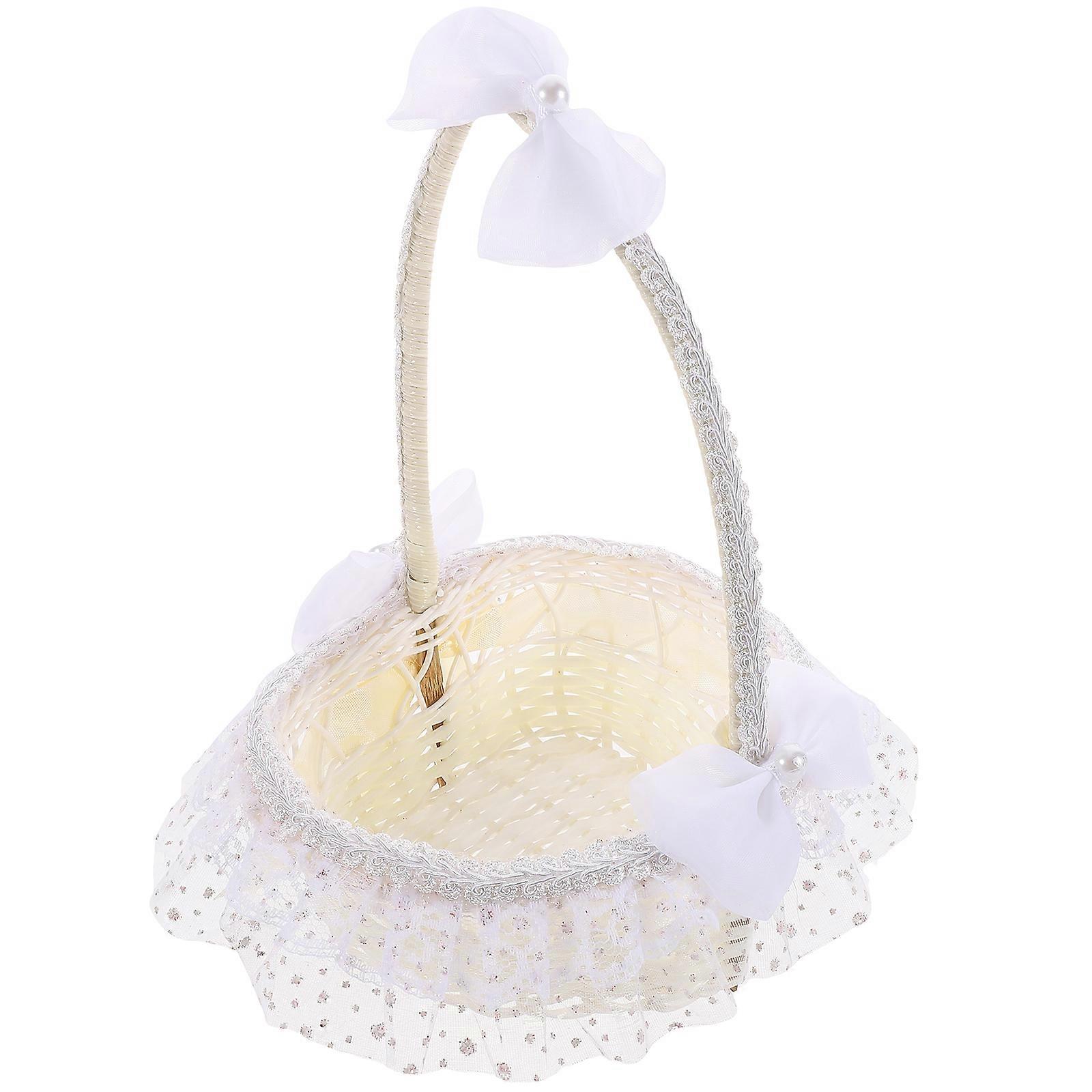 1 st bröllopsblomkorg spets hjärtformad blomkorg blomflickkorg