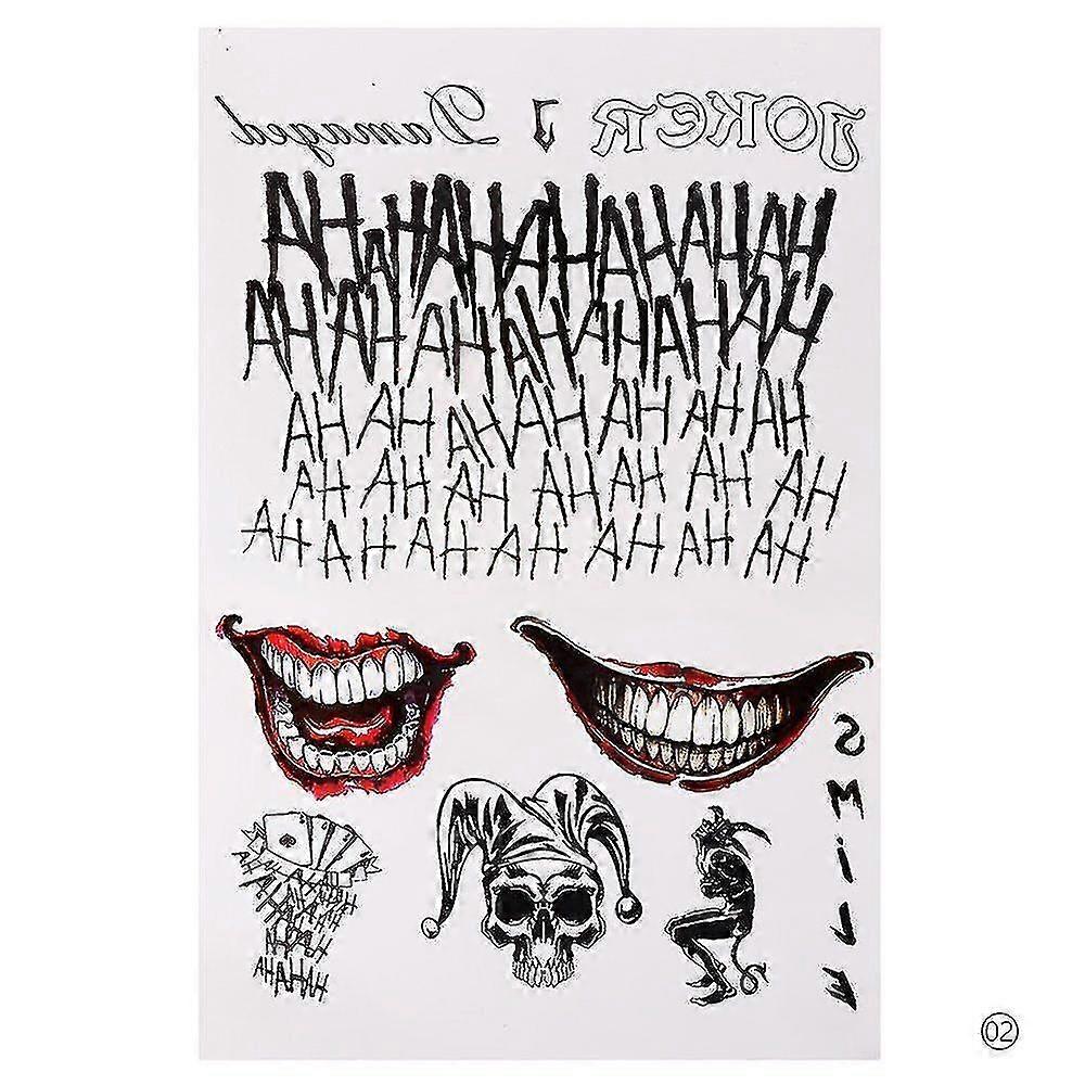 Su geçirmez Geçici Dövme Çıkartma Kafatası Joker Palyaço Desen Dövme Su Transferi Vücut Sanat Sahte Dövme Kadınlar Erkekler için