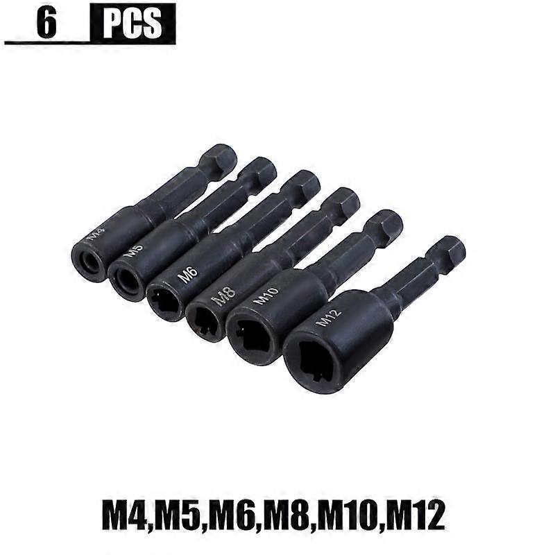 6pcs Tap Die Socket Adapter 1/4 Hex Shank Machine Screw Metric Plug Threading Tool for Electric Drill M4 M5 M6 M8 M10 M12