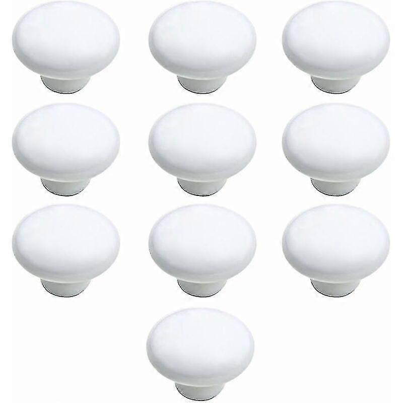 10 Pcs Ceramic Door Knob Kitchen Door Handle Drawer Cabinet Door Knobs White 33mm