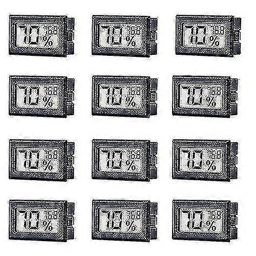 12 Pack Mini Small Digital Electronic Temperature Humidity Meters Gauge Indoor Thermometer Hygrometer Lcd Display Fahrenheit () For Humidors, Greenhou