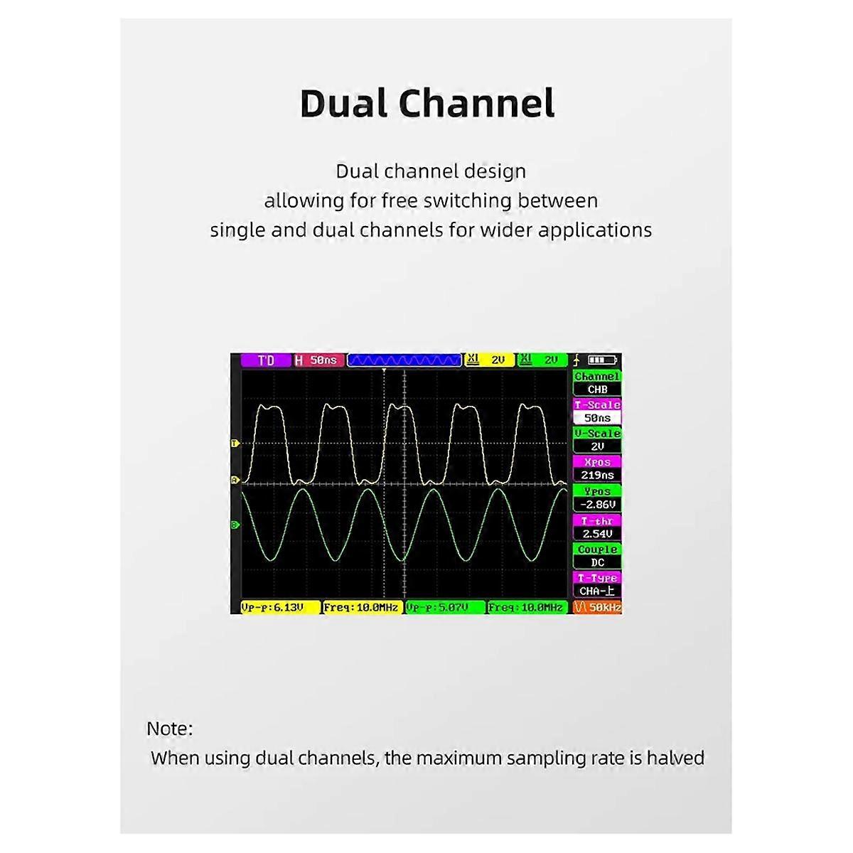 DS100 Handheld Digital Oscilloscope Dual Channel Mini Small Portable Instrument Auto Repair 50M