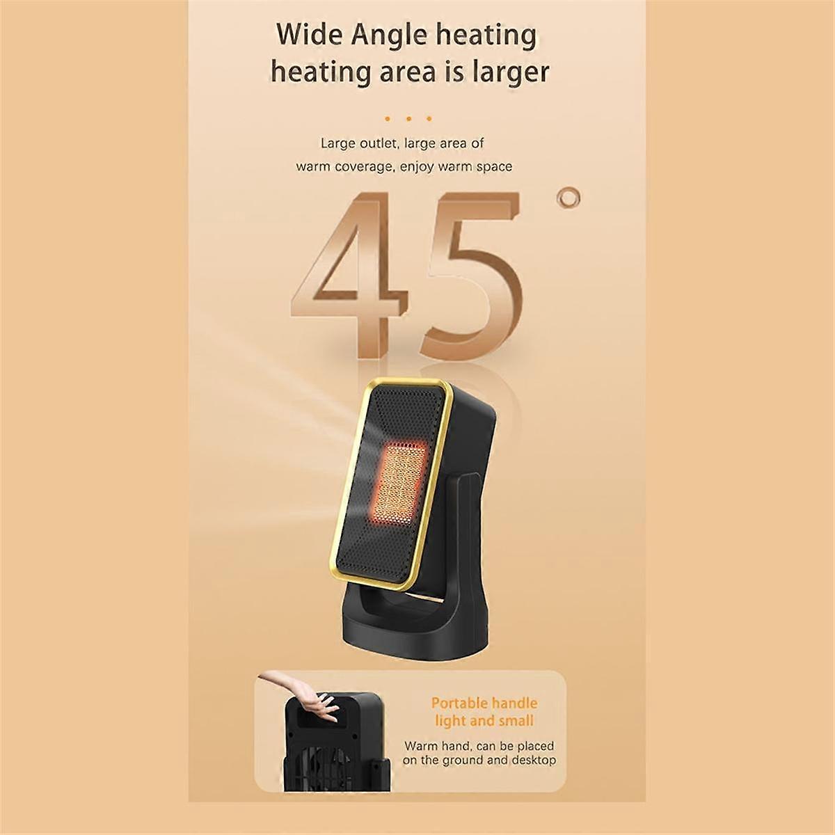 Space Heater, Desk Heater with 900W, 45 Adjustable Angle, Small Electric Heater for Indoor Office Use EU Plug