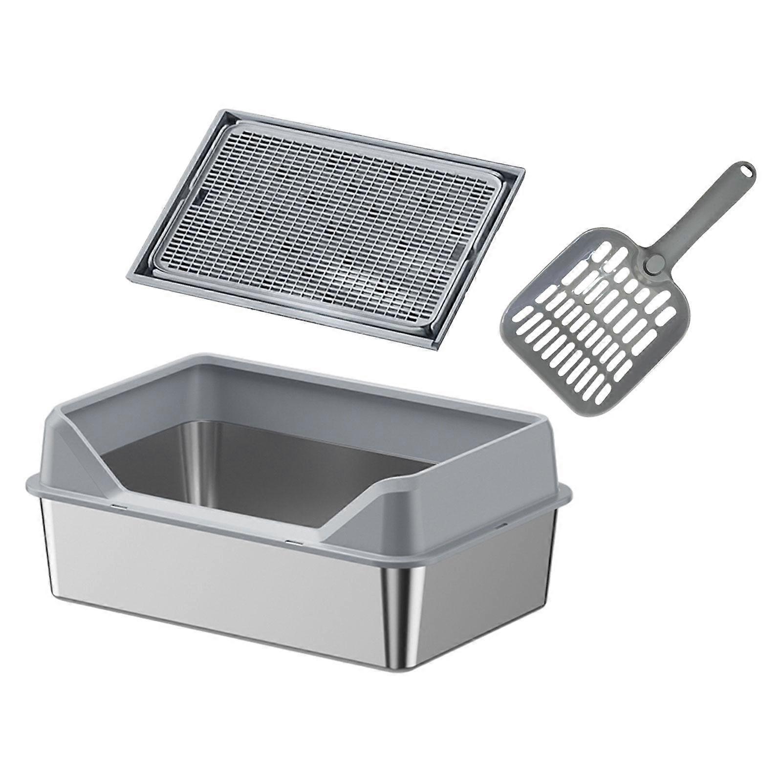 الفولاذ المقاوم للصدأ القطط القمامة مفتوحة أعلى القطط علبة القمامة للمكتب المنزل التخييم زيادة الرمادي الفاتح