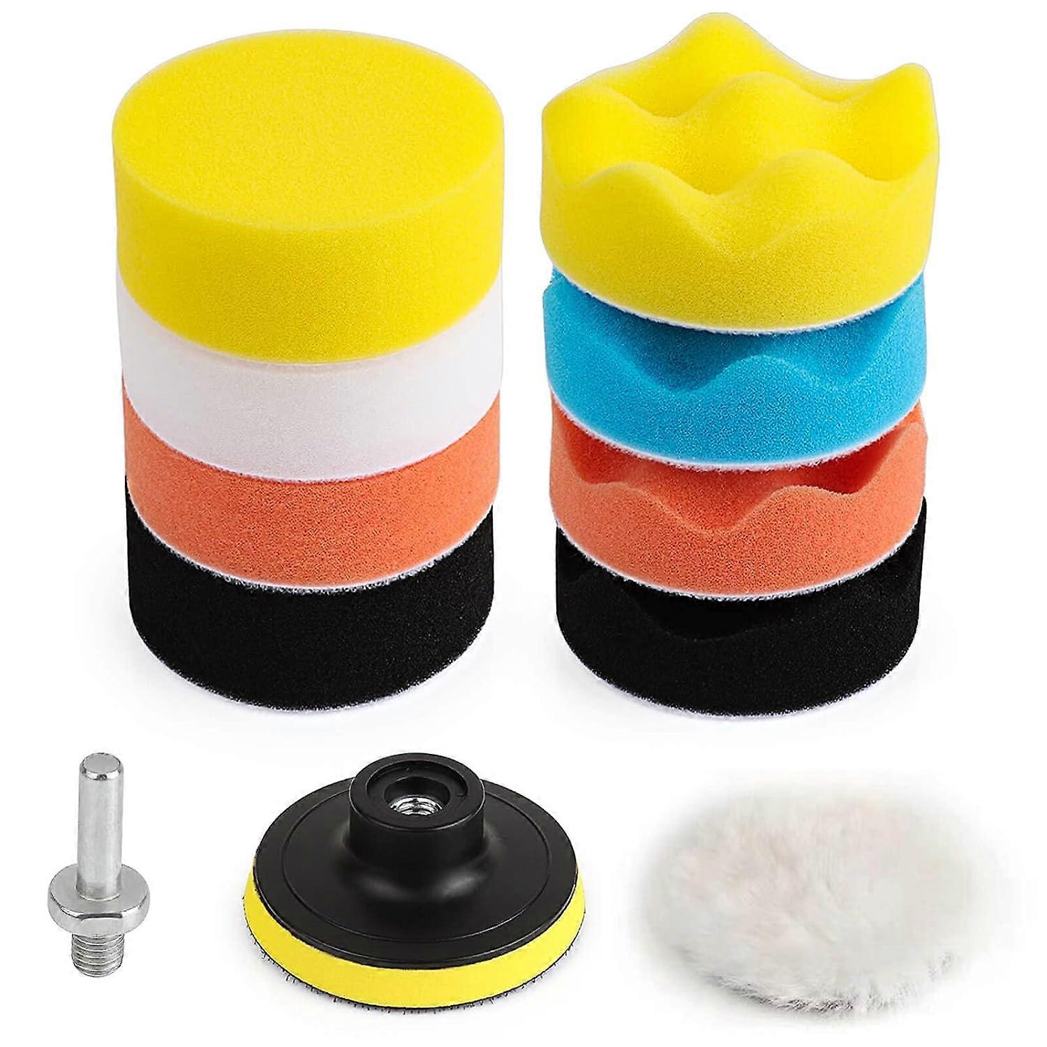 11pcs 80mm buffing pad buffing sponge drill polishing kit with M10 bit for car polishing sanding and waxing,2024 Ping
