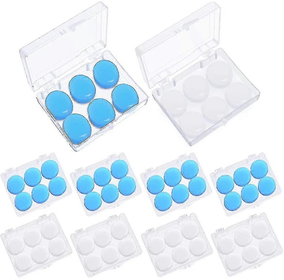 24 Pairs Soft Silicone Ear Plugs - Putty Earplugs For Sleeping, Swimming (transparent + Blue)
