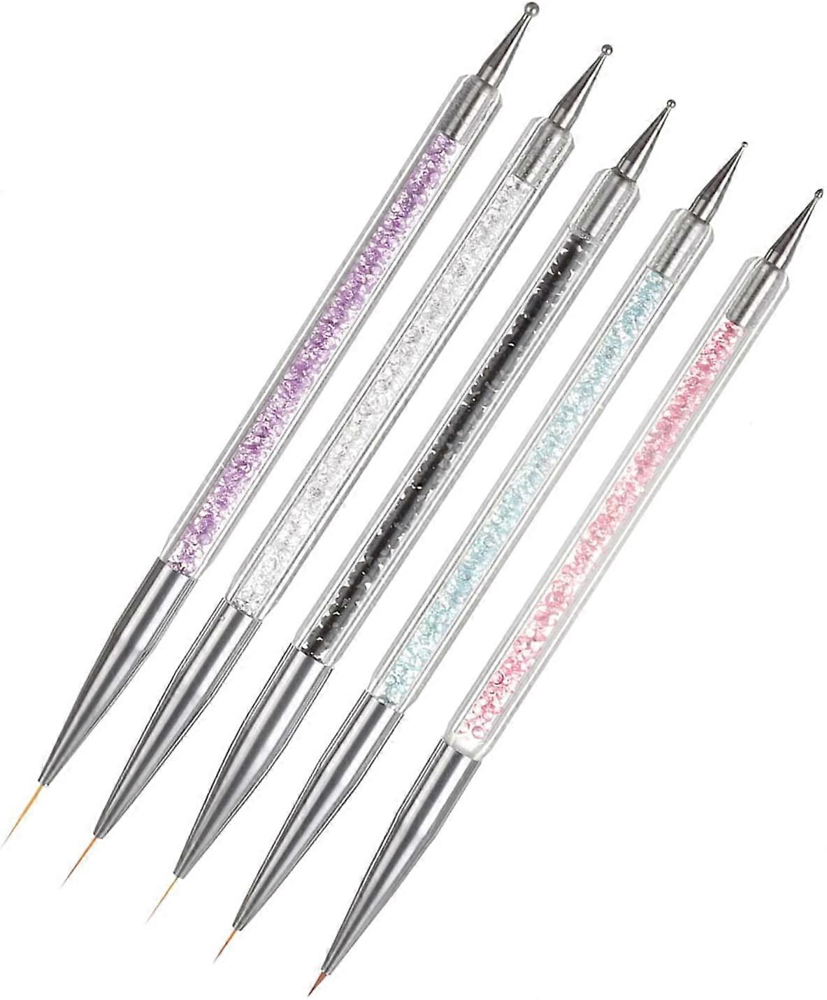 5pcs Nail Art Brushes | Double Ended Nail Art Dotting Tool set | Nail Art Pen for Painting Nails | Manicure Drill Drawing Nails Brush Pen for Nail Art