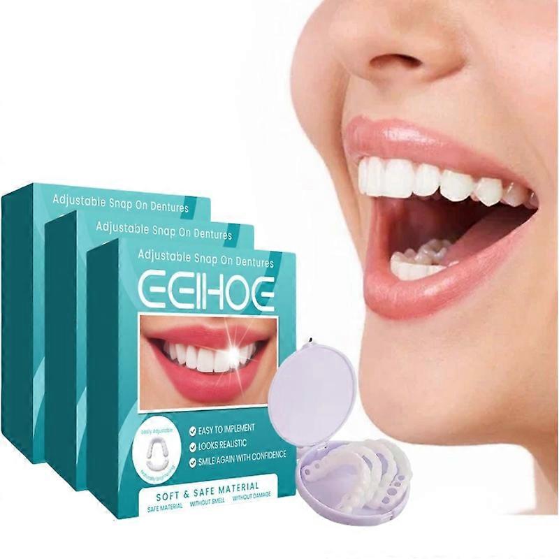 3pair Adjustable Snap On Dentures Comfort Easy To Use And Maintain Customizable Fit