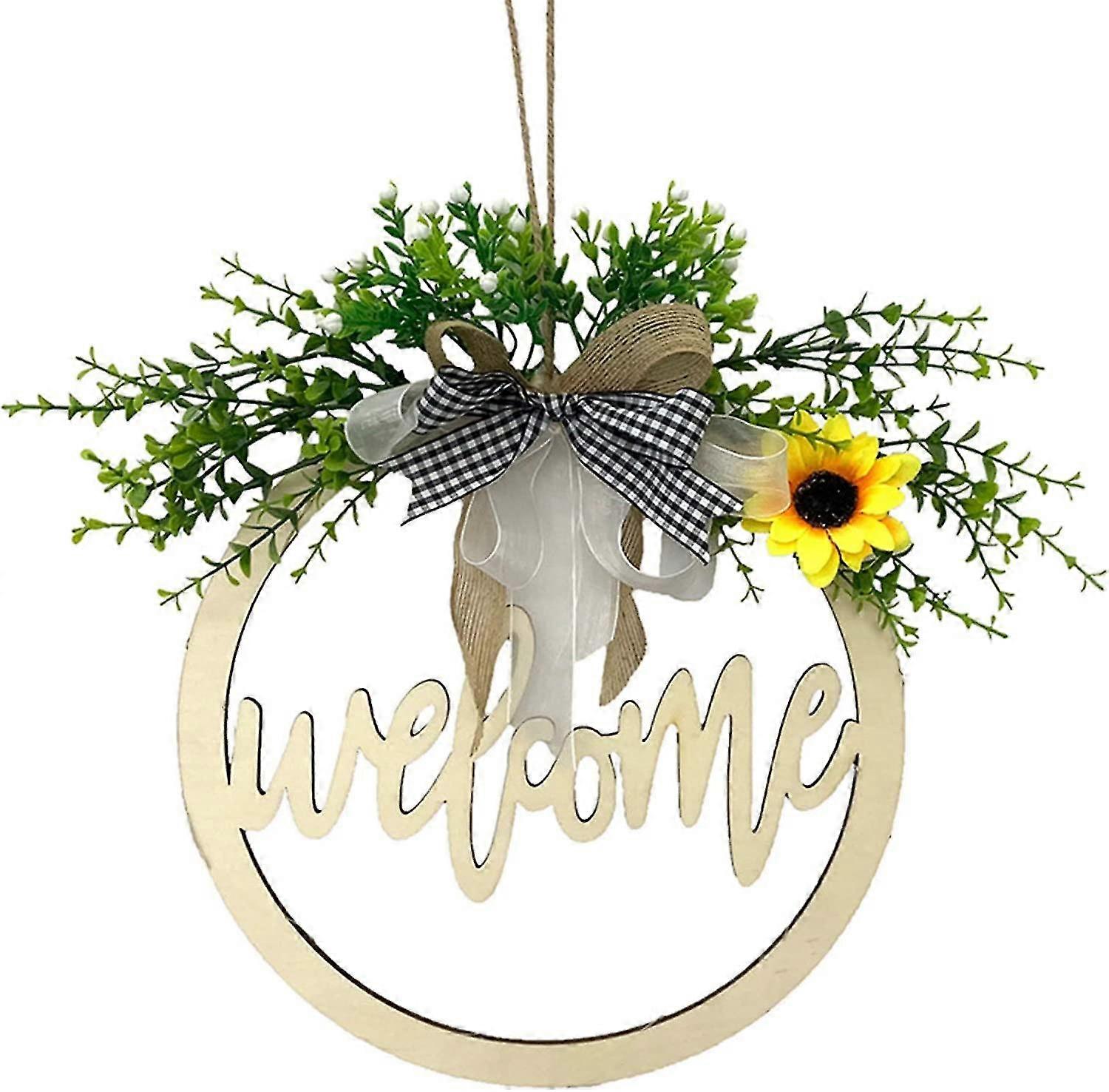 Welcome Sign For Front Door 12 Inches Spring Wreath Artificial Plant 3d Font Door Decoration Wreaths For Wedding Party Home Garden Artificial Garland