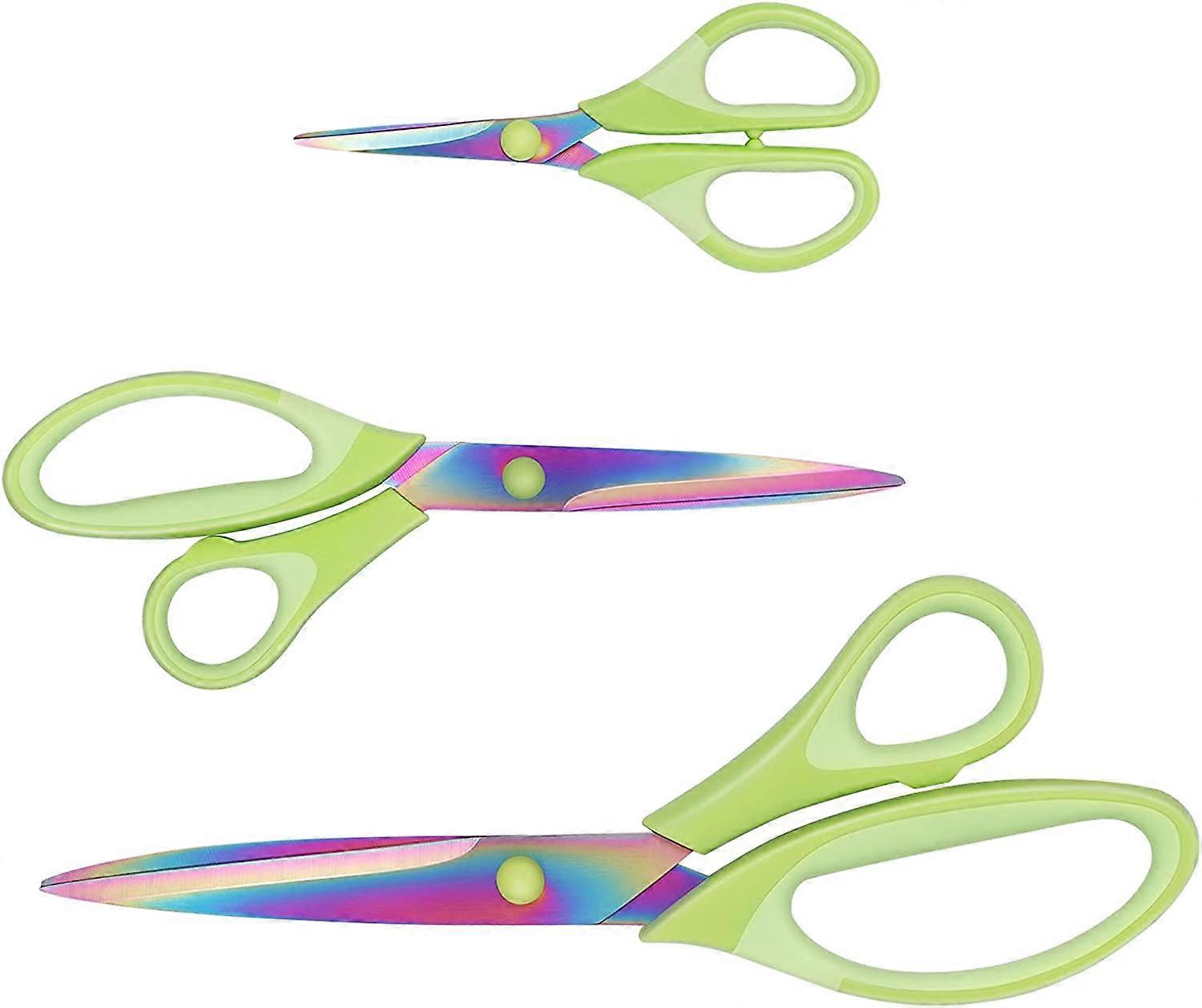 Scissors, scissors with sharp titanium blades,set of 3 (green)