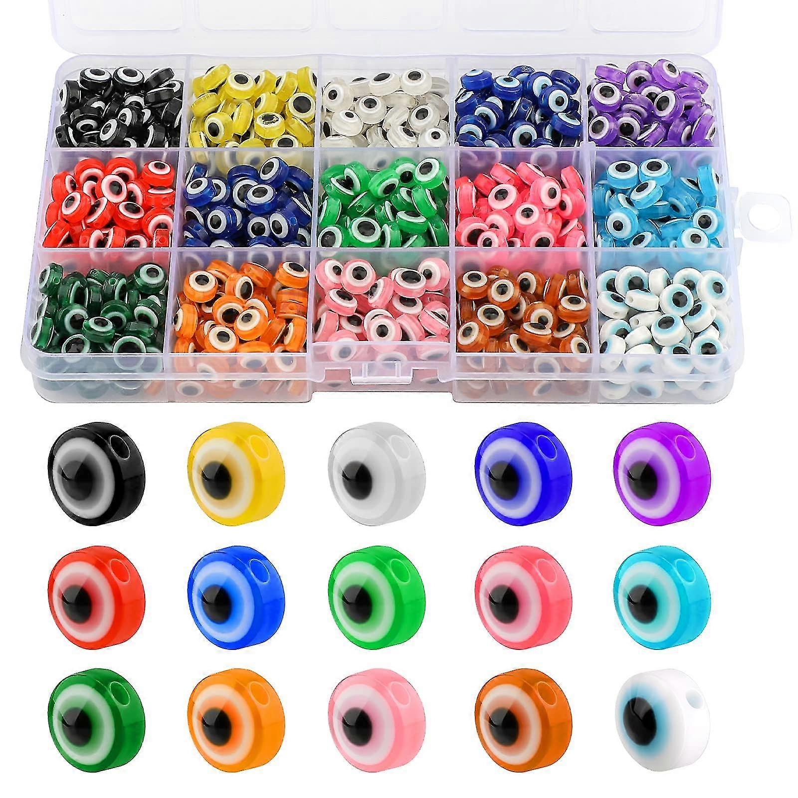 450pcs Evil Eye Beads Eye Beads Handmade Evil Eye Resin Beads Charms For Diy Bracelets Necklace 15 Colors