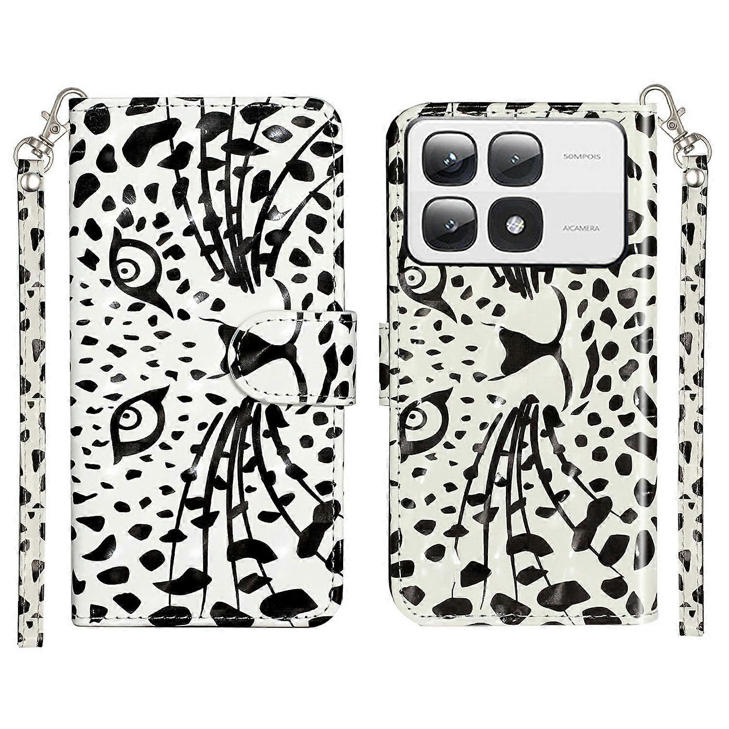 For Xiaomi 14T Pro Case 3D Pattern Printed Phone Leather Phone Cover - Leopard Head