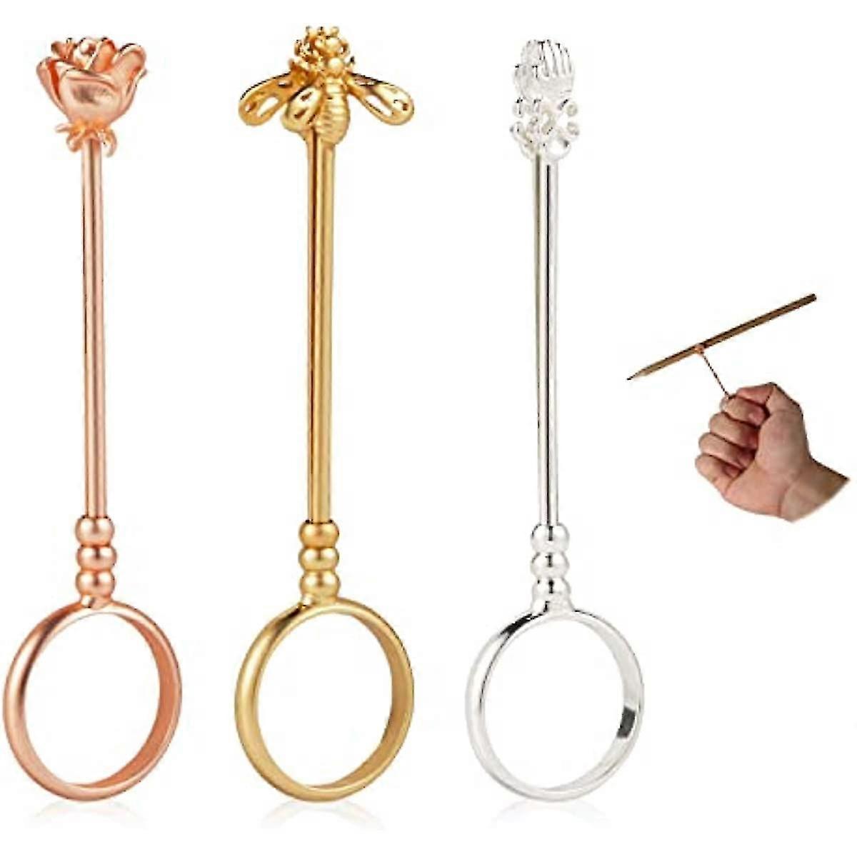 3pcs Finger Smoker Holder Ring, Cigarette Holder Clip, 2.9" X 0.67" Finger Holder Ring Clip Exquisite Designed Finger Holder Ring For Women Lady Gentl