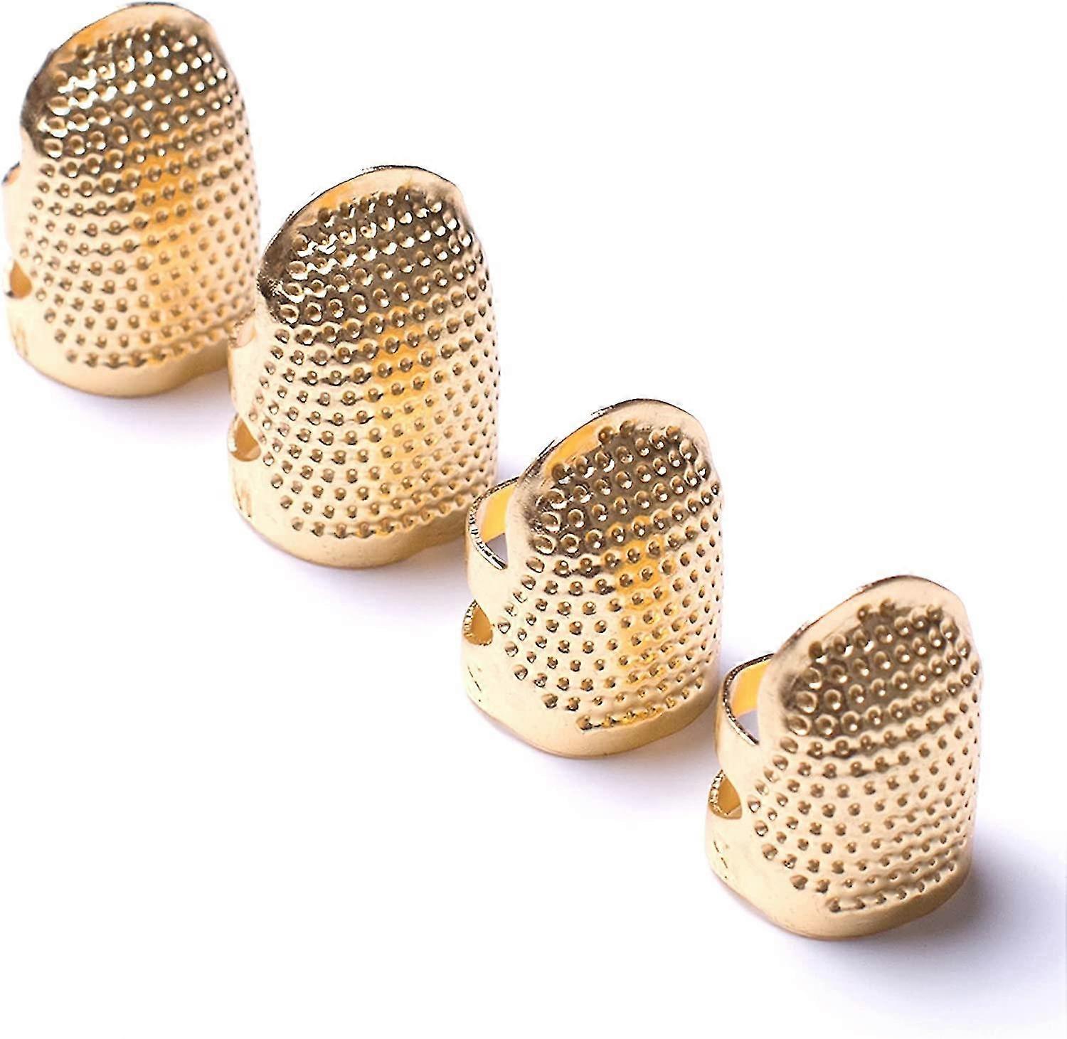 4pcs Sewing Thimbles, Metallic Gold Sewing Thimbles Finger Protector, Two Sizes 4pcs