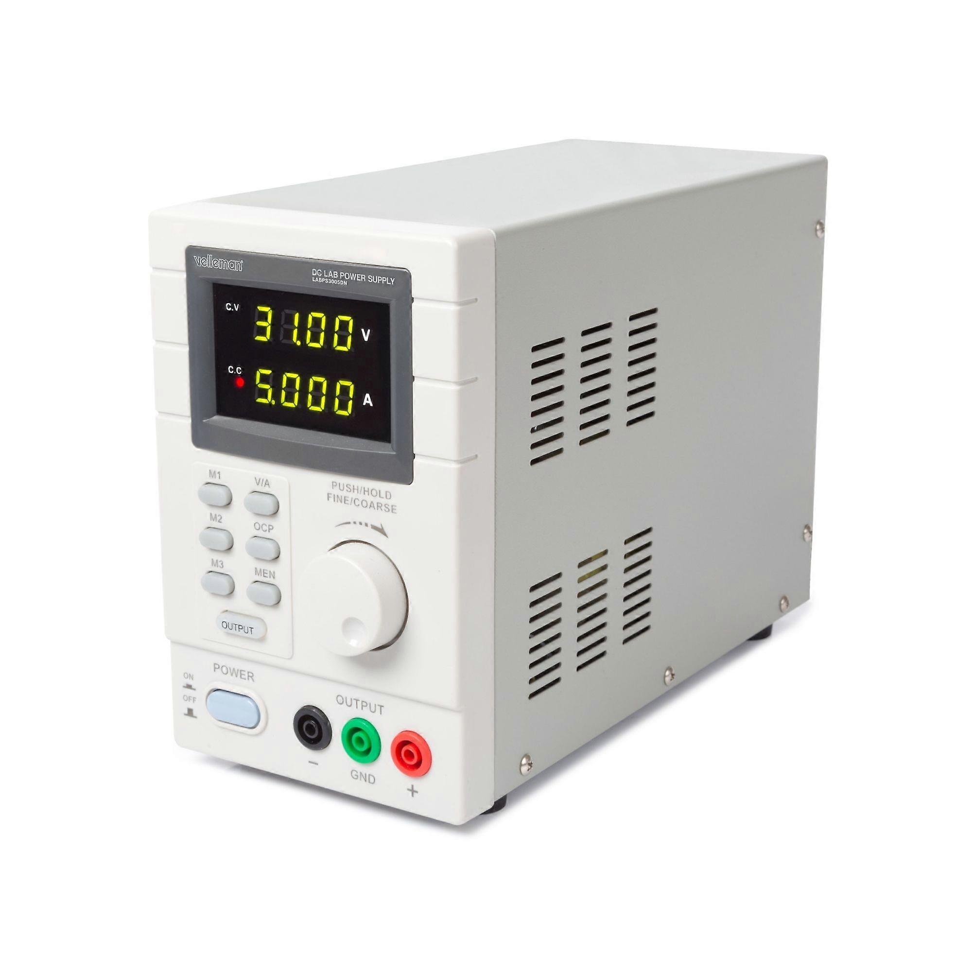 Velleman Laboratoriumvoeding, programmeerbaar via PC, regelbaar, 0-30 VDC/5 A,
