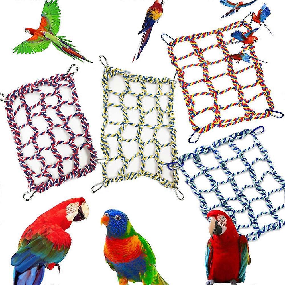 Parrot Colorful Woven Climbing Net, Parrot Bird Toy, Hamster Squirrel Hammock Net