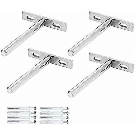 4 Pieces Invisible Floating Shelf Brackets Hidden Fixing T-Shaped Wall Shelf Bracket for Fixing Wooden Shelf Brackets DIY Invisible Wooden Shelves