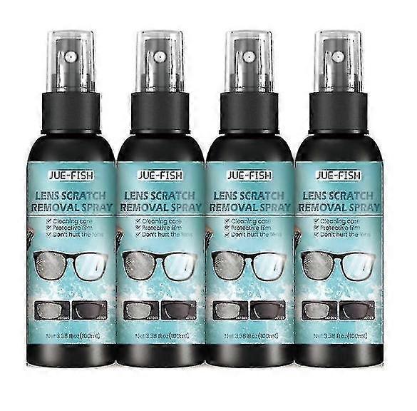 Lens Cleaner ,4pcs Eyeglass Lens Cleaner Liquid Spray 100ml Scratch Remover Lens Blur Dust Oil Fingerprint Cleaning Safe Repairing Protective