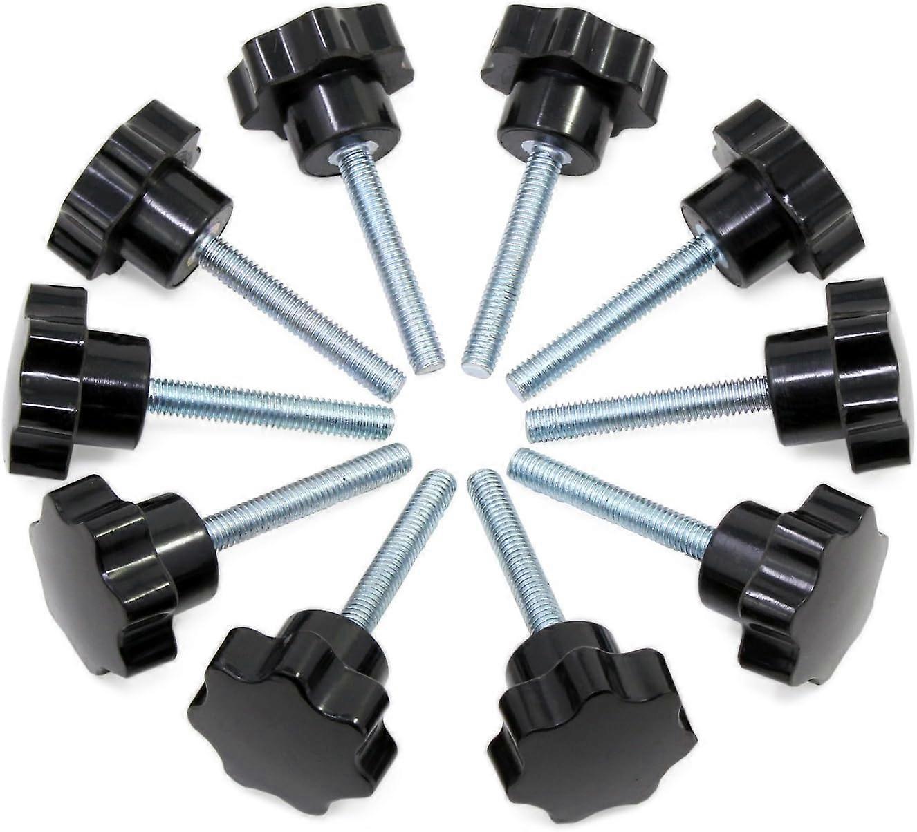 10-Piece M6X40 Thread Clamp Black Plastic Star Shaped Button Screw-On Knob for Machine Tools