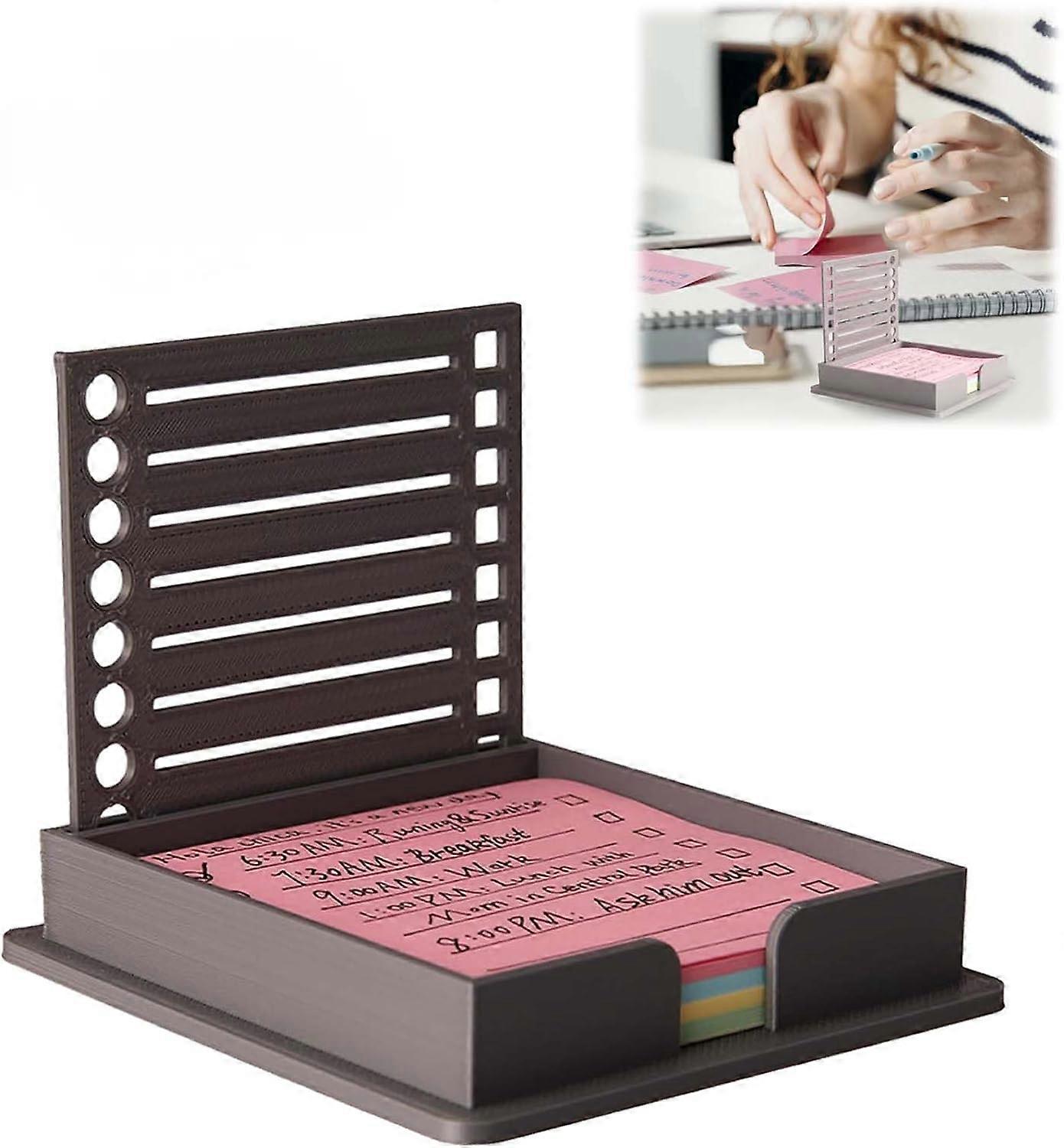 Sticky Note Holder with Stencil,Sticky Note Dispenser Compatible with Post-It Note, Post It Note Organizer for 3x3 Self-Sticky Note Pads