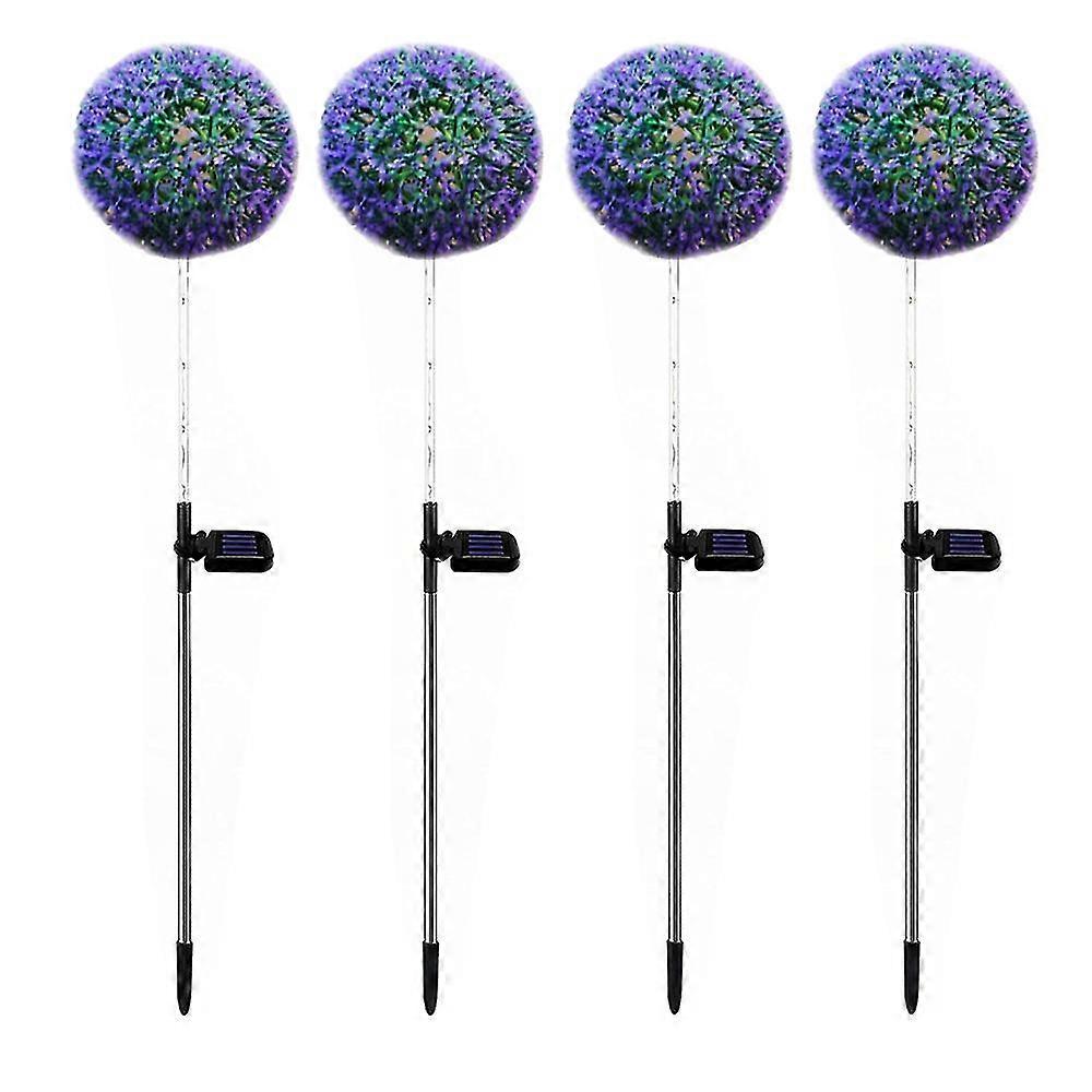 Solar Lights Outdoor Decorative, 4 Pack Solar Dandelion Garden Lights With Colorful String Lights, Waterproof Solar Decoration For Garden, Patio, Yard