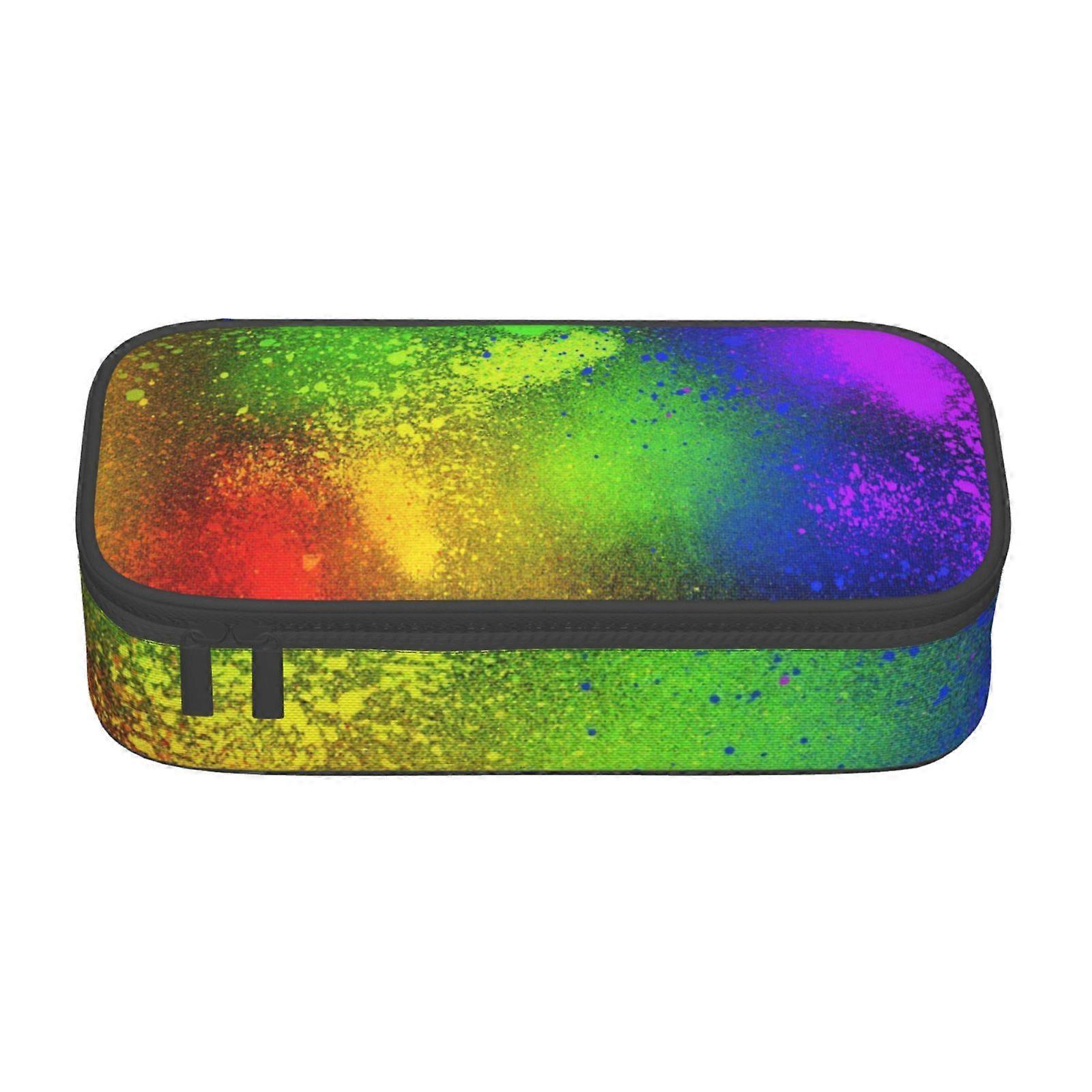 توهج في الظلام بقع نيون مقلمة سعة كبيرة قلم رصاص حقيبة ماكياج حقيبة اللوازم المكتبية القرطاسية صندوق قلم رصاص مع سحاب