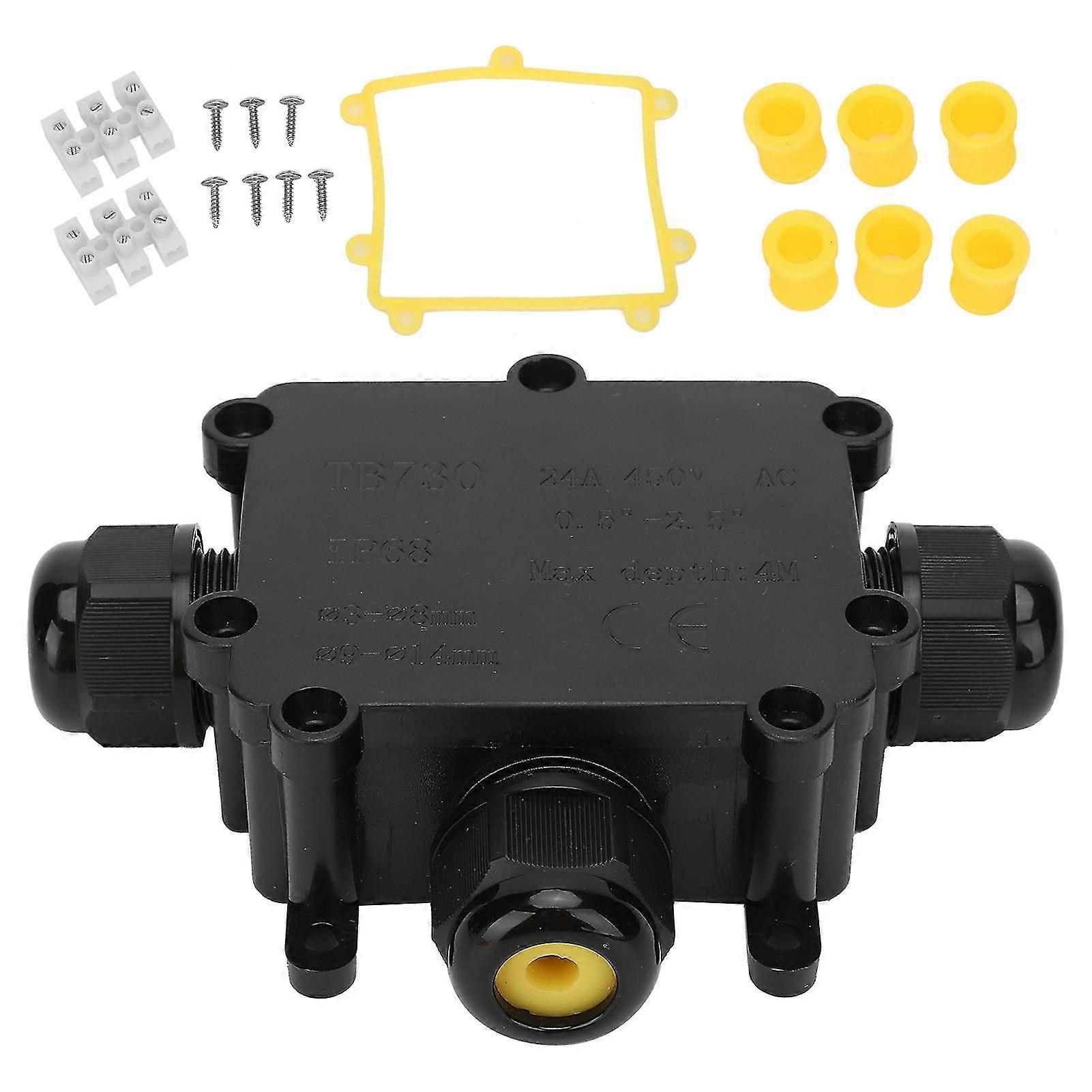 Waterproof Outdoor Junction Box for 3 Way Electrical Cable Connector IP68