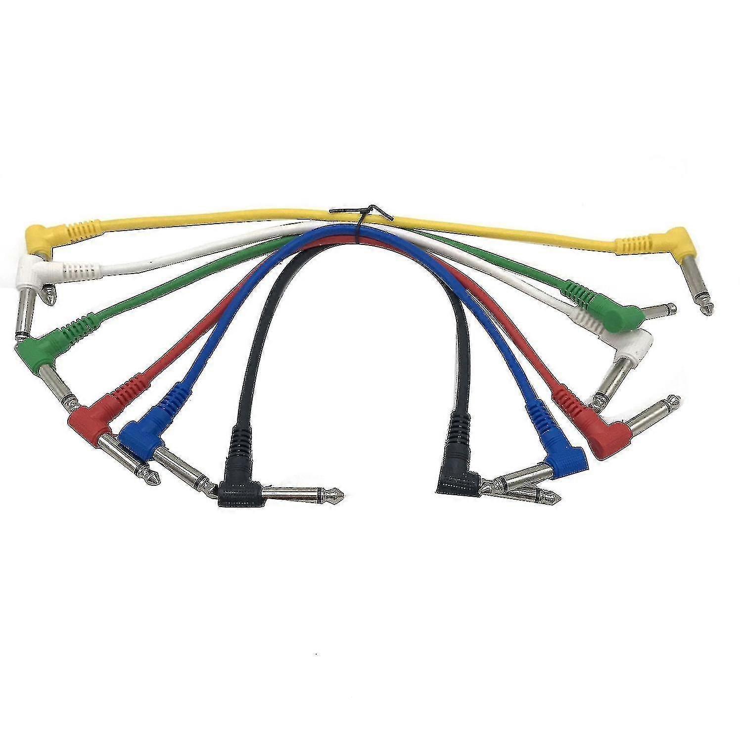 6pcs Plastic Guitar Patch Cables 6.35 Angled Plug Audio Cables For Effect Pedals Guitar Patch Pedal