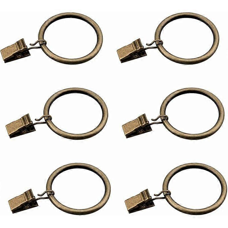 Set of 30 Bronze Curtain Rings with Clips/Heavy-Duty Decorative Metal Drape Clip Hooks Set with Grommets for Curtains, Bathroom, Fit 1 1/4 Inch Rod