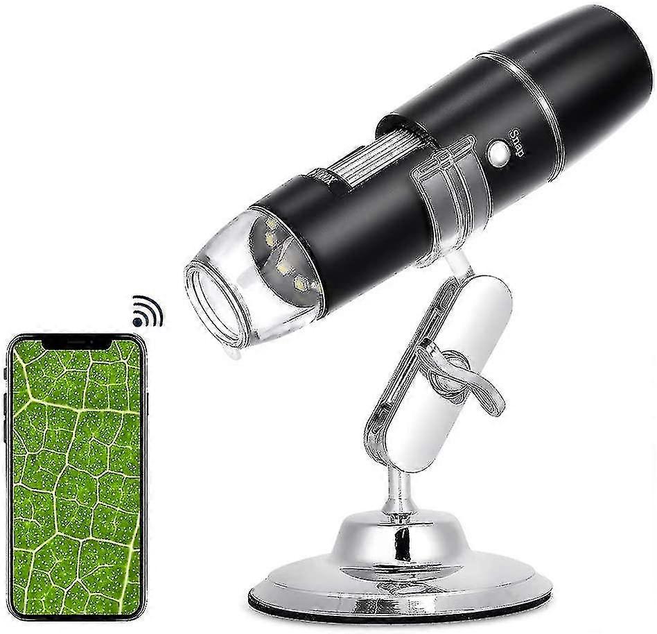 מיקרוסקופ דיגיטלי 50x עד 1000x, USB Wifi מיקרוסקופ אלחוטי דיגיטלי מיני כף יד מצלמה לבדיקת אנדוסקופ עם 8 נורות LED מתכווננת, Compatib