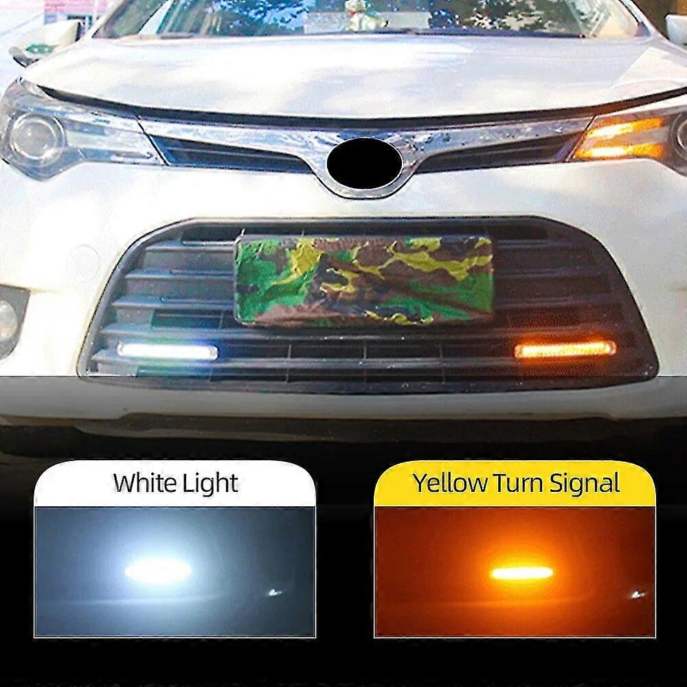 1 Set Universal Daytime Running Light COB DRL with yellow signal LED Car Lamp External Lights Auto Waterproof Car Styling