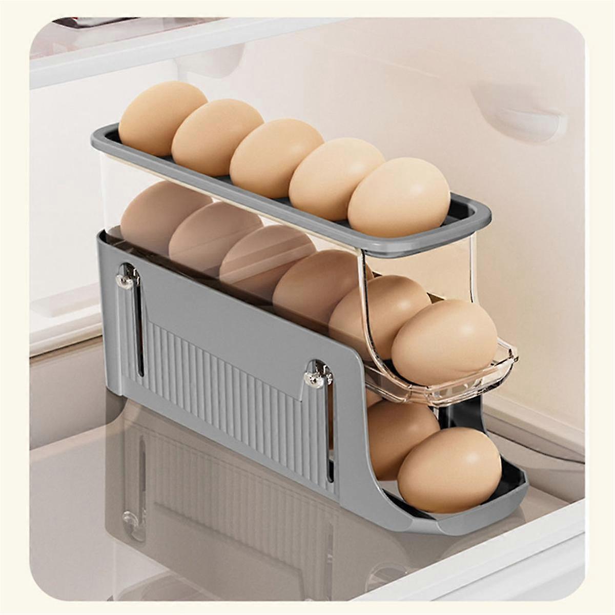 2PCS Egg Storage Trays for Refrigerator Egg Dispenser for Refrigerator 3 Tiers Space-Saving Egg Dispenser Holder