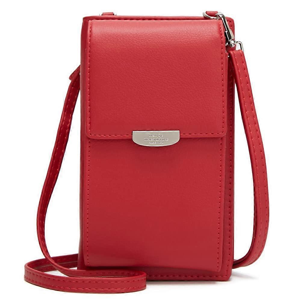 Womens Wallet Bag Leather Handbag(Red)